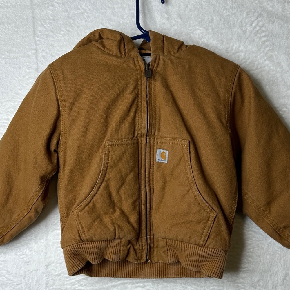 Carhartt Kids 3T Brown Duck Active Jacket Hooded Quilt Lined Canvas Coat